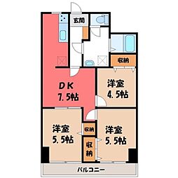ひがしレジデンス 3DKの間取図画像