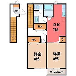サンシティB 2DKの間取図画像