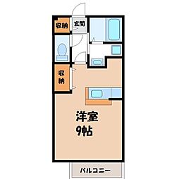 アンソレイエE 1Kの間取図画像