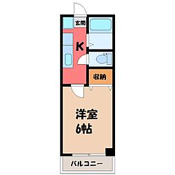 T-3ハイツ 1Kの間取図画像