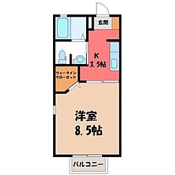 ソヴール 1Kの間取図画像