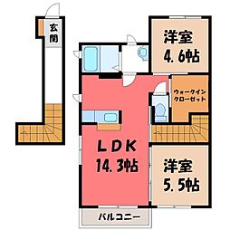 プリモス・コートA 2LDKの間取図画像
