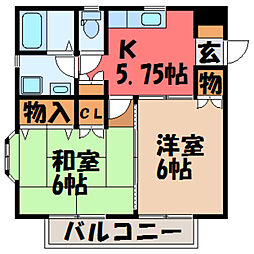 パークハイツムラタ 2Kの間取図画像