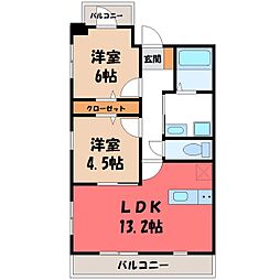 パルコート 2LDKの間取図画像