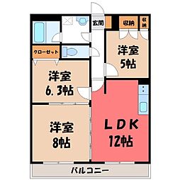 ディープインフォレスト2 3LDKの間取図画像