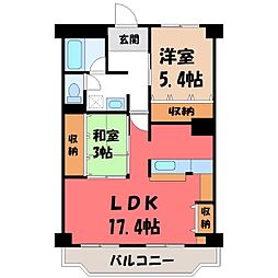 コーポハピネス 2LDKの間取図画像
