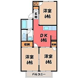 コーポ阿部A 3DKの間取図画像