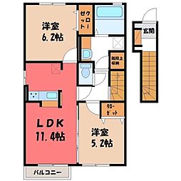 コートヤードF 2LDKの間取図画像