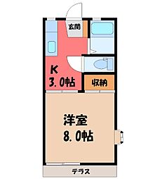 コーポインフィニティ 1Kの間取図画像