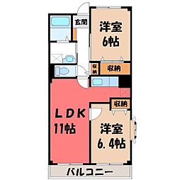レインボウ・2一の屋 2LDKの間取図画像