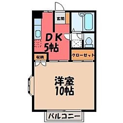 エクセレントヒデB 1DKの間取図画像