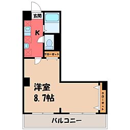 レジデンスカープ宇都宮 1Kの間取図画像