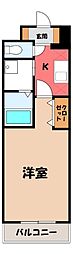 West Residence 1Kの間取図画像