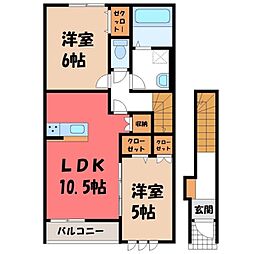 ウィンディタウン貝島2A 2LDKの間取図画像