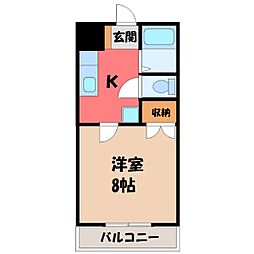 リバティー高橋 1Kの間取図画像
