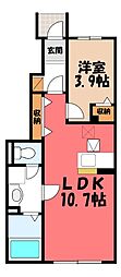 ベル・エラーブル 1LDKの間取図画像