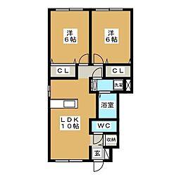 アルシオネT 2LDKの間取図画像