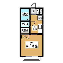 パーシモンコートA 1Kの間取図画像