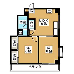 第3マルヨシビル 2DKの間取図画像