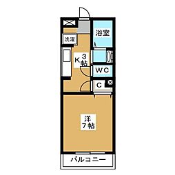 ボンリジェール 1Kの間取図画像