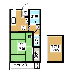 メゾン伊東 1Kの間取図画像