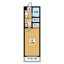 カリブ 1Kの間取図画像