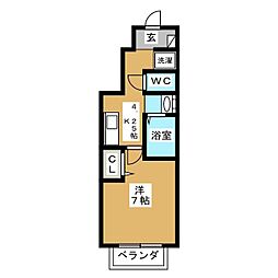 ハーモニーハウス 1Kの間取図画像