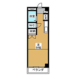カーサ宇喜田2号棟 ワンルームの間取図画像