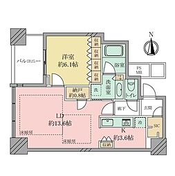 シティタワー大阪天満ザ・リバー&パークス 1SLDKの間取図画像