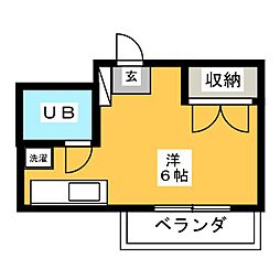 シティハイム・ノブト ワンルームの間取図画像