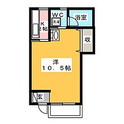 サンライズ13 1Kの間取図画像