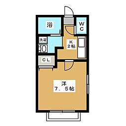 カーサエクセル2 1Kの間取図画像