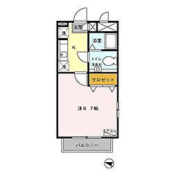 WATOLE院内 1Kの間取図画像