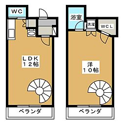 プレジール弁天 1LDKの間取図画像