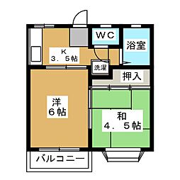 グリーンハイツ末広 2Kの間取図画像