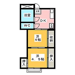 誉田スカイコート 2DKの間取図画像