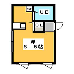 高野ビル ワンルームの間取図画像