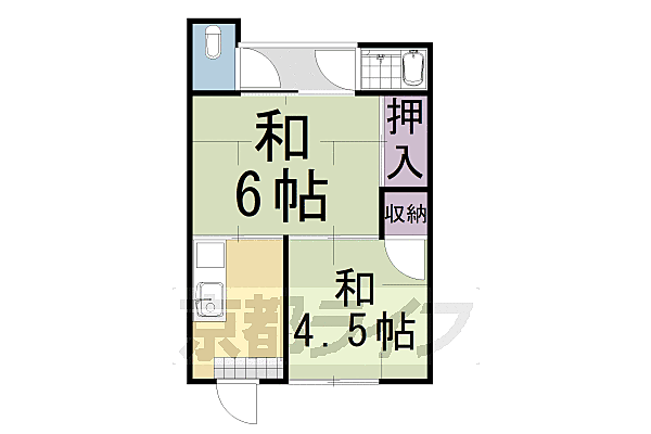 藤栄荘 7｜京都府京都市西京区御陵南荒木町(賃貸アパート2K・2階・29.41㎡)の写真 その2