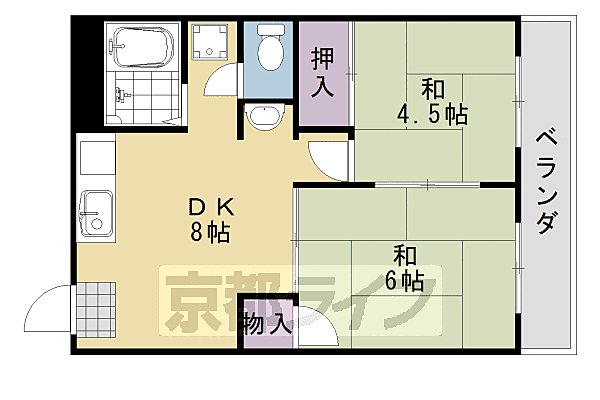 市ノ前ハイツ 305｜京都府京都市西京区桂市ノ前町(賃貸マンション2DK・3階・41.60㎡)の写真 その2