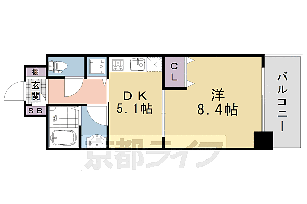 京都府京都市南区東九条明田町(賃貸マンション1DK・4階・32.92㎡)の写真 その2