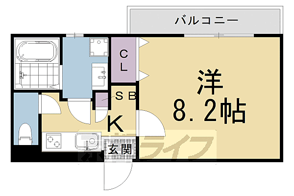 京都府京都市下京区西七条御領町(賃貸マンション1K・4階・25.37㎡)の写真 その2