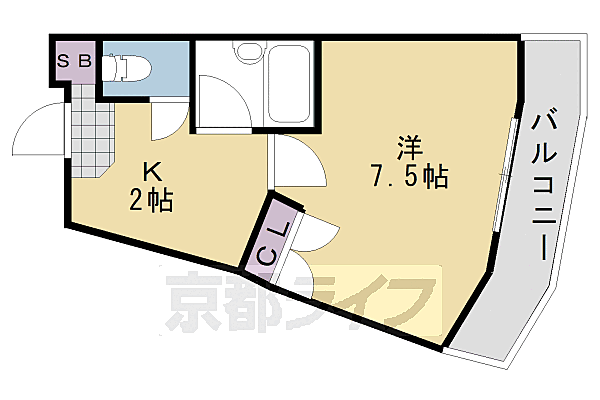 リヴィエールミヤ 207｜京都府京都市西京区上桂東ノ口町(賃貸マンション1K・2階・21.00㎡)の写真 その2