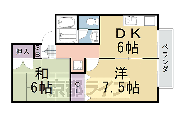 エンゼルハイム桂川 103｜京都府京都市西京区桂上野西町(賃貸アパート2DK・1階・45.00㎡)の写真 その2