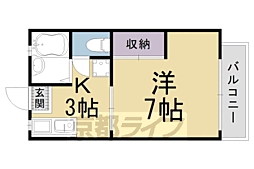 ハイツパルラック 1階1Kの間取り