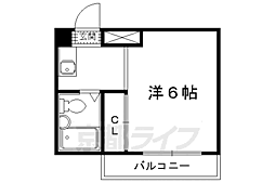 カルフール北村 1Kの間取図画像