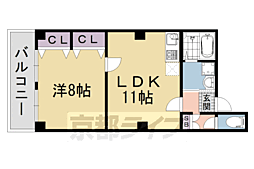 京都市営烏丸線 五条駅 徒歩3分の賃貸マンション 5階1LDKの間取り