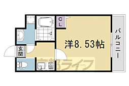 仮）フラッティ西京極 3階1Kの間取り