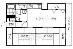 日商岩井朱雀マンション 11階2LDKの間取り
