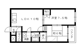 JR山陰本線 梅小路京都西駅 徒歩10分の賃貸マンション 4階2LDKの間取り