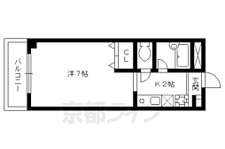 白梅ヒルズ 1Kの間取図画像